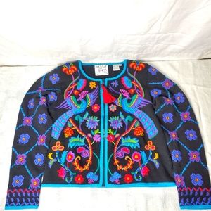 Michael Simon Vintage Colorful Zip Up Cardigan in Size Small